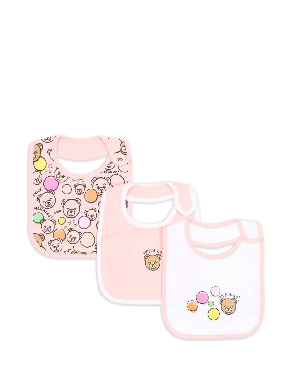 Moschino Kids teddy-bear bibs set (set of three) - Rosa