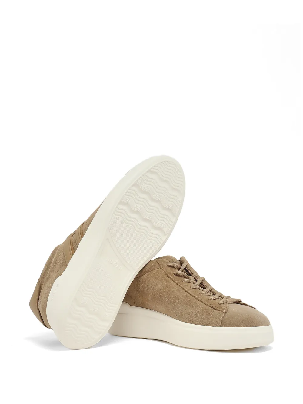 Hogan logo-patch suede sneakers Beige