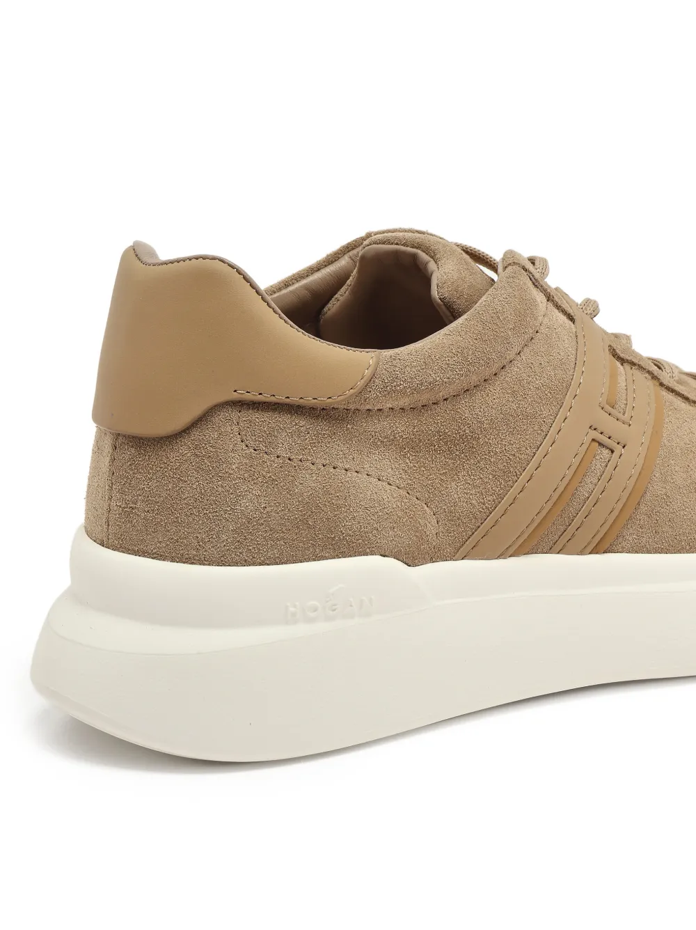 Hogan logo-patch suede sneakers Beige