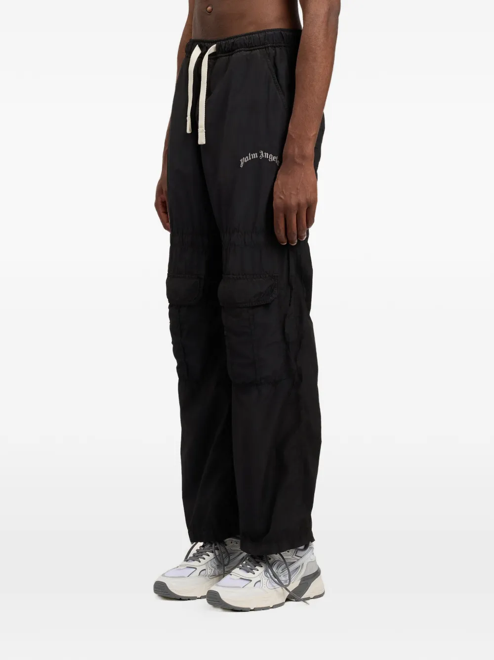 Palm Angels Cargo broek met trekkoord en logo Zwart