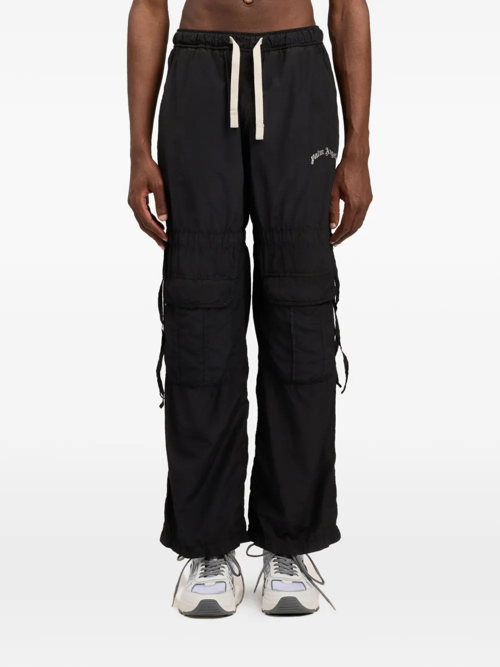 Palm Angels Cargo broek met trekkoord en logo Zwart