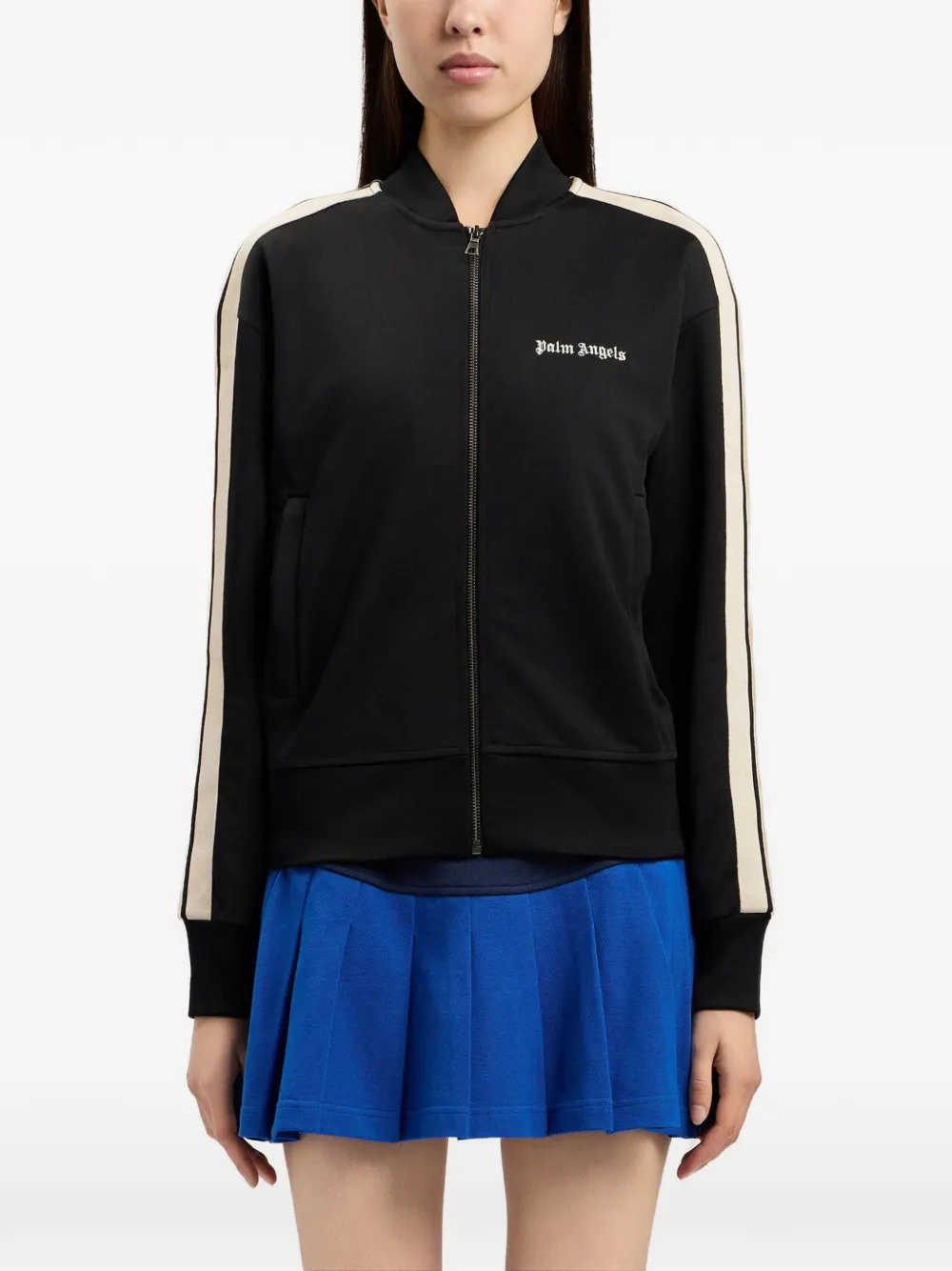  Palm Angels Logo Side-stripe Bomber Jacket - Black 