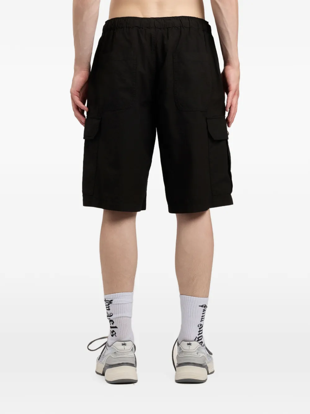 Palm Angels Gewelfde cargo shorts met logo Zwart
