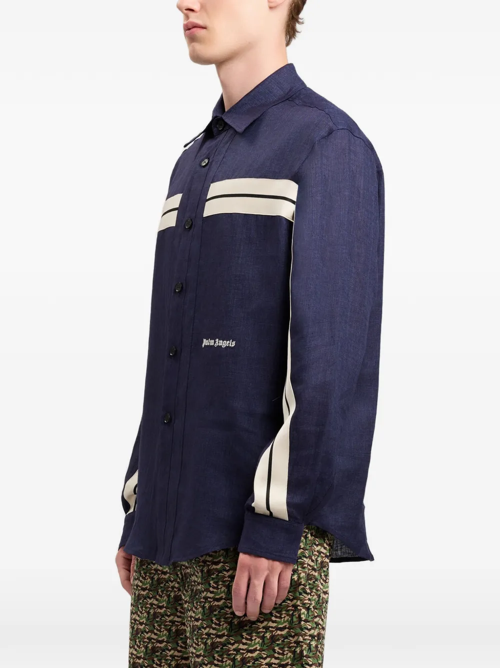 Palm Angels Overhemd met geborduurd logo Blauw