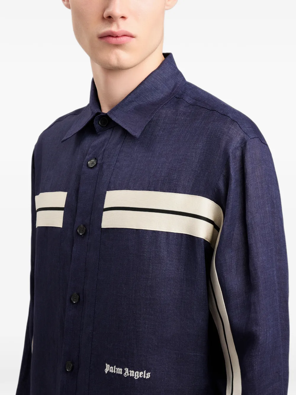 Palm Angels Overhemd met geborduurd logo Blauw