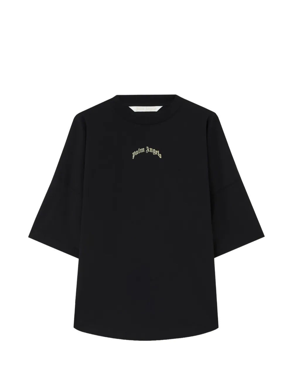 Palm Angels T-shirt met ronde hals en gewelfd logo Zwart