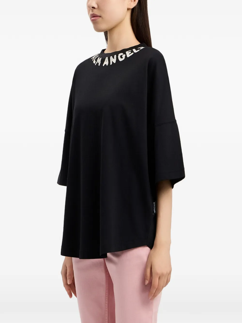 Palm Angels T-shirt met logoprint en ronde hals Zwart