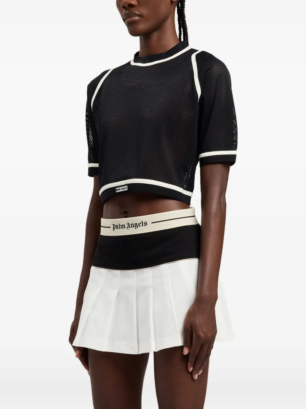 Palm Angels Cropped T-shirt met logodetail Zwart
