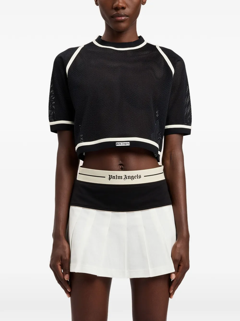 Palm Angels Cropped T-shirt met logodetail Zwart