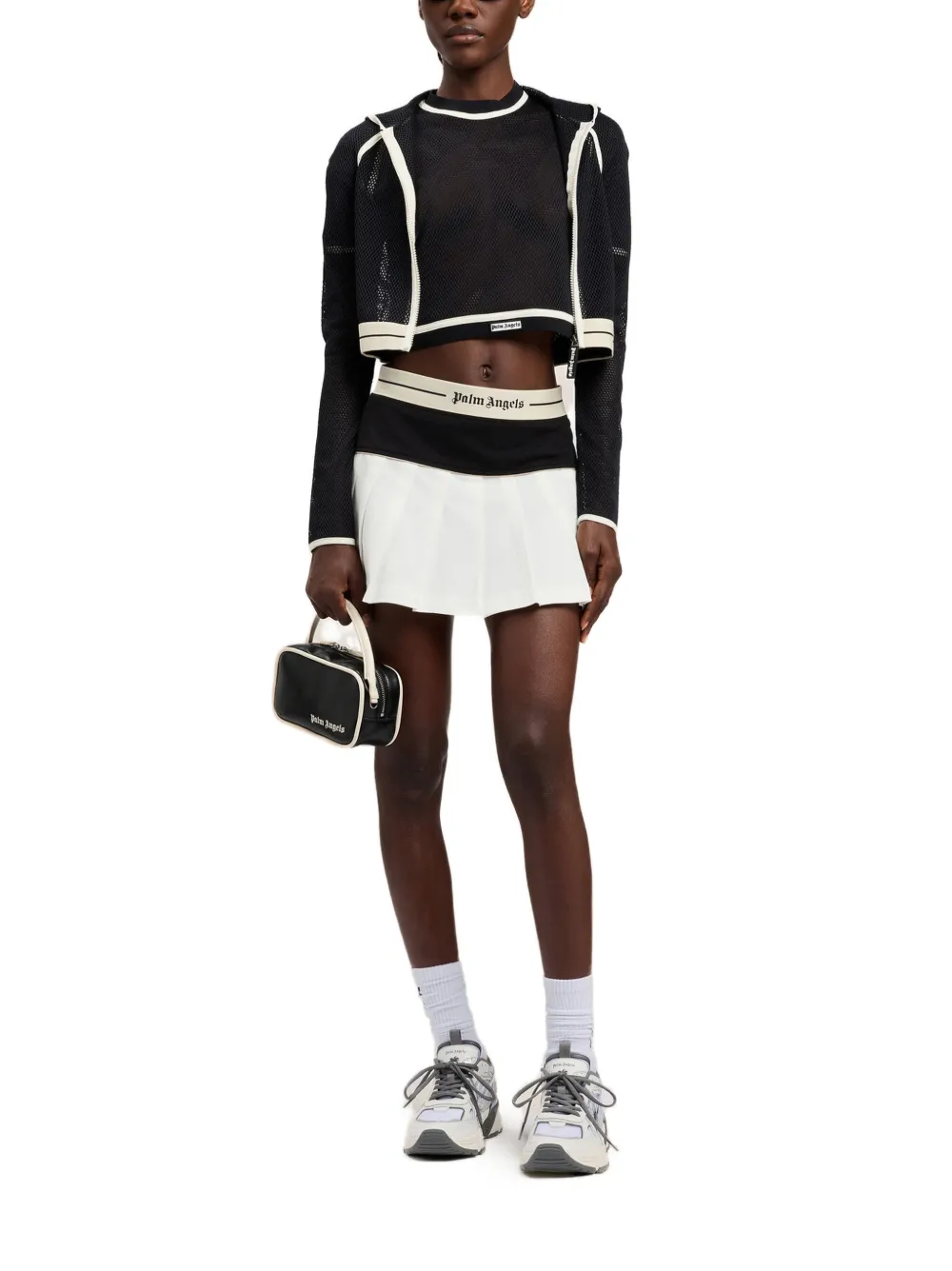 Palm Angels Cropped T-shirt met logodetail Zwart