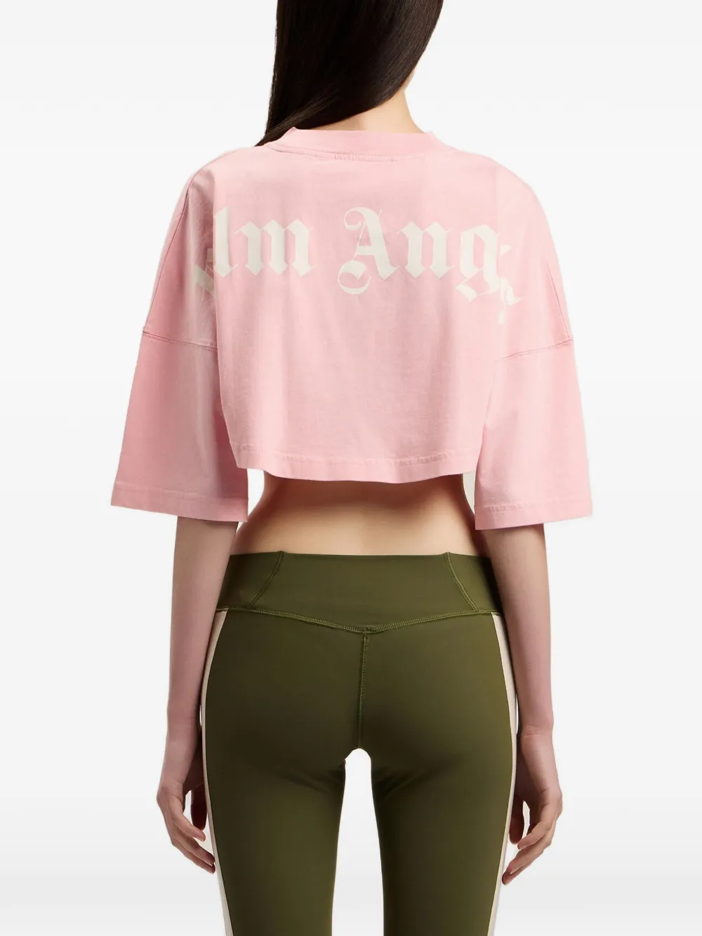 Palm Angels Cropped T-shirt met logoprint Roze