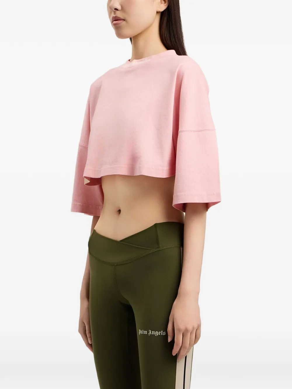  Palm Angels Logo-printed Cropped T-shirt - Pink 