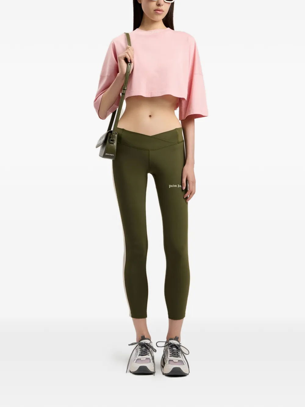  Palm Angels Logo-printed Cropped T-shirt - Pink 
