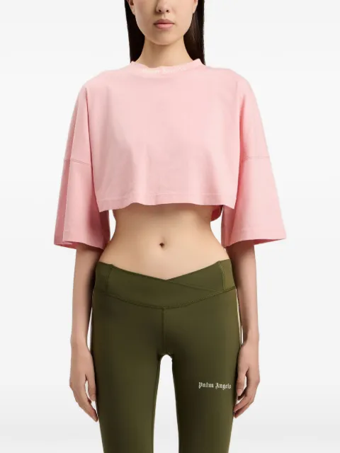 Palm Angels logo-printed cropped T-shirt