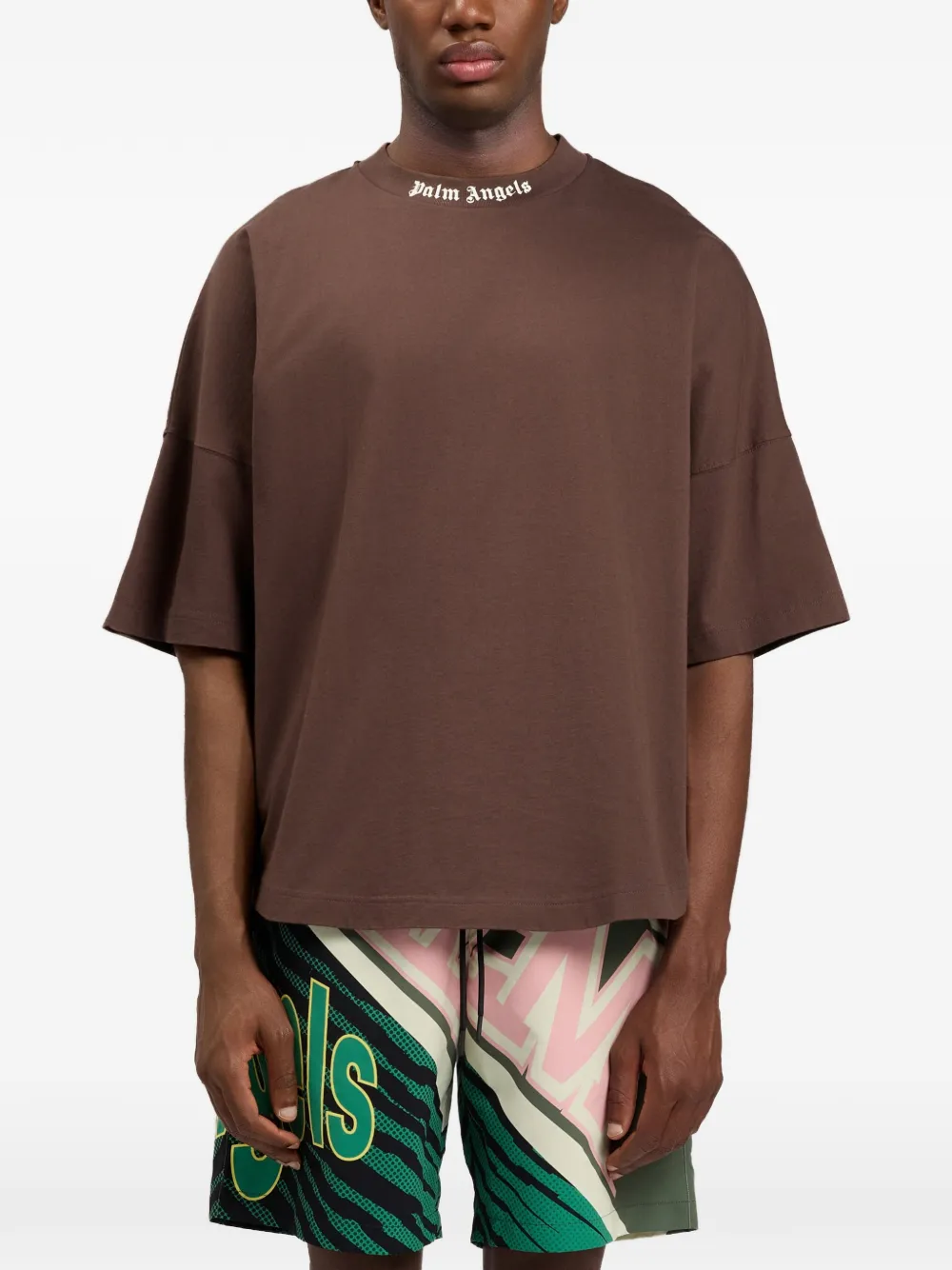 Palm Angels Classic T-shirt met logo Bruin