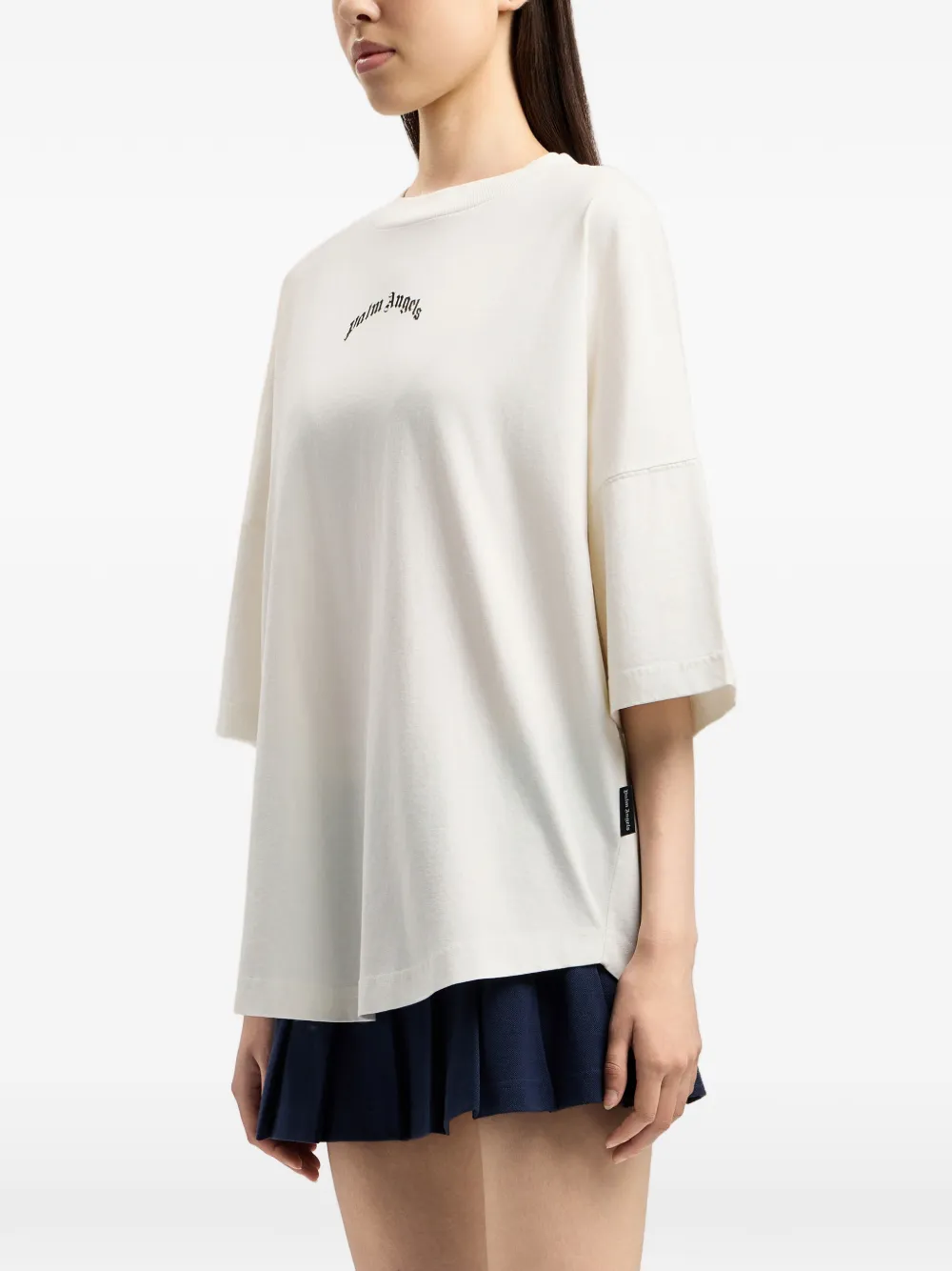 Palm Angels Gewelfd T-shirt met logoprint Wit