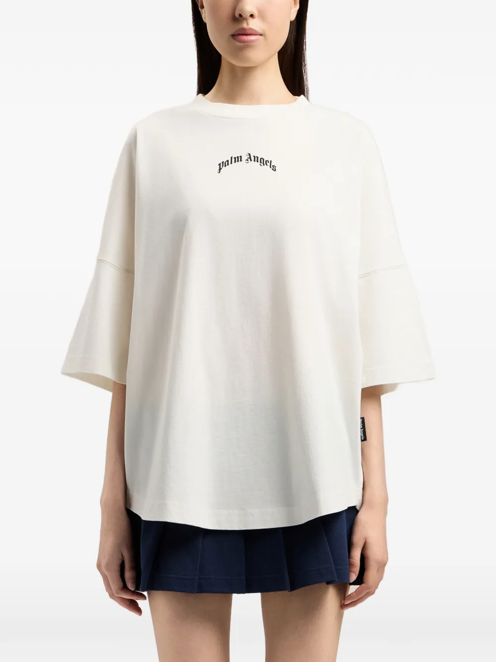 Palm Angels Gewelfd T-shirt met logoprint Wit