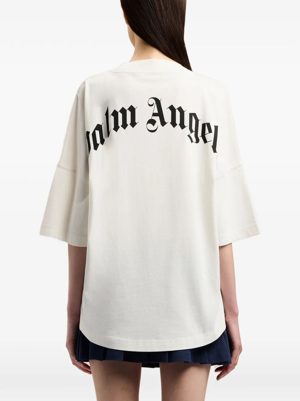 Palm Angels Gewelfd T-shirt met logoprint Wit
