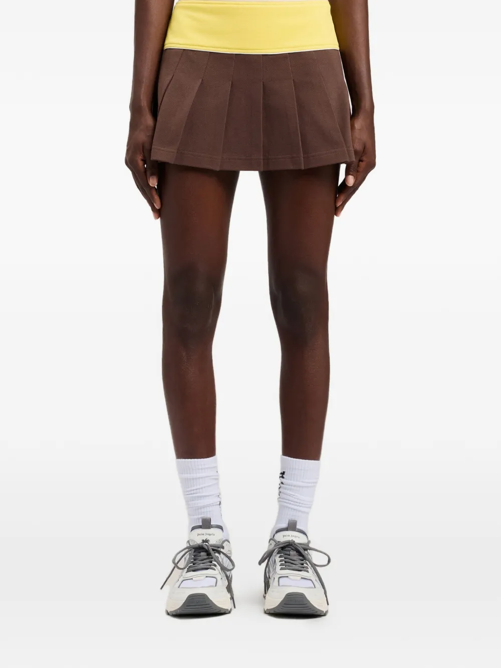 Palm Angels Mini-rok met logoprint en plooien Bruin