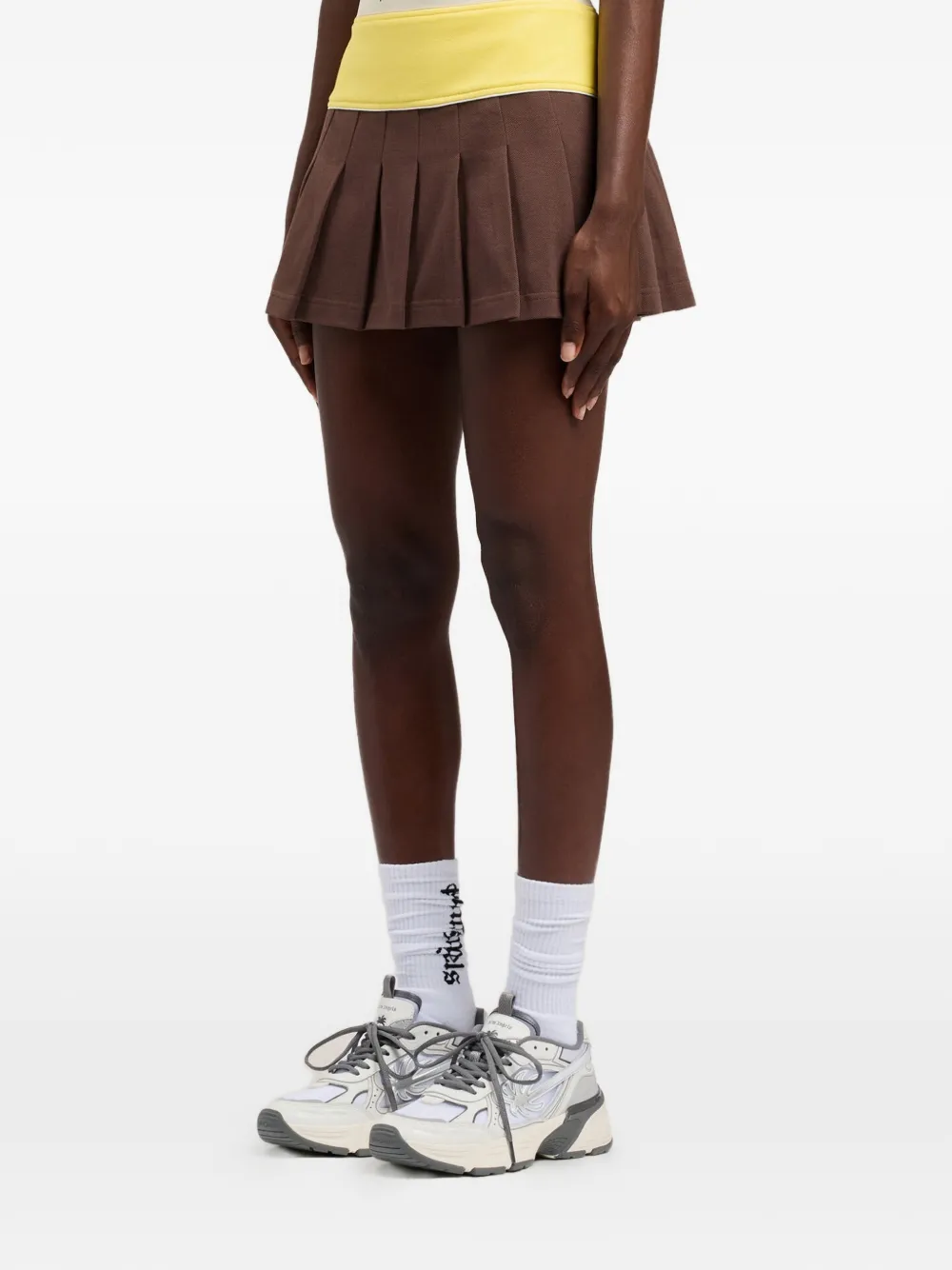 Palm Angels Mini-rok met logoprint en plooien Bruin