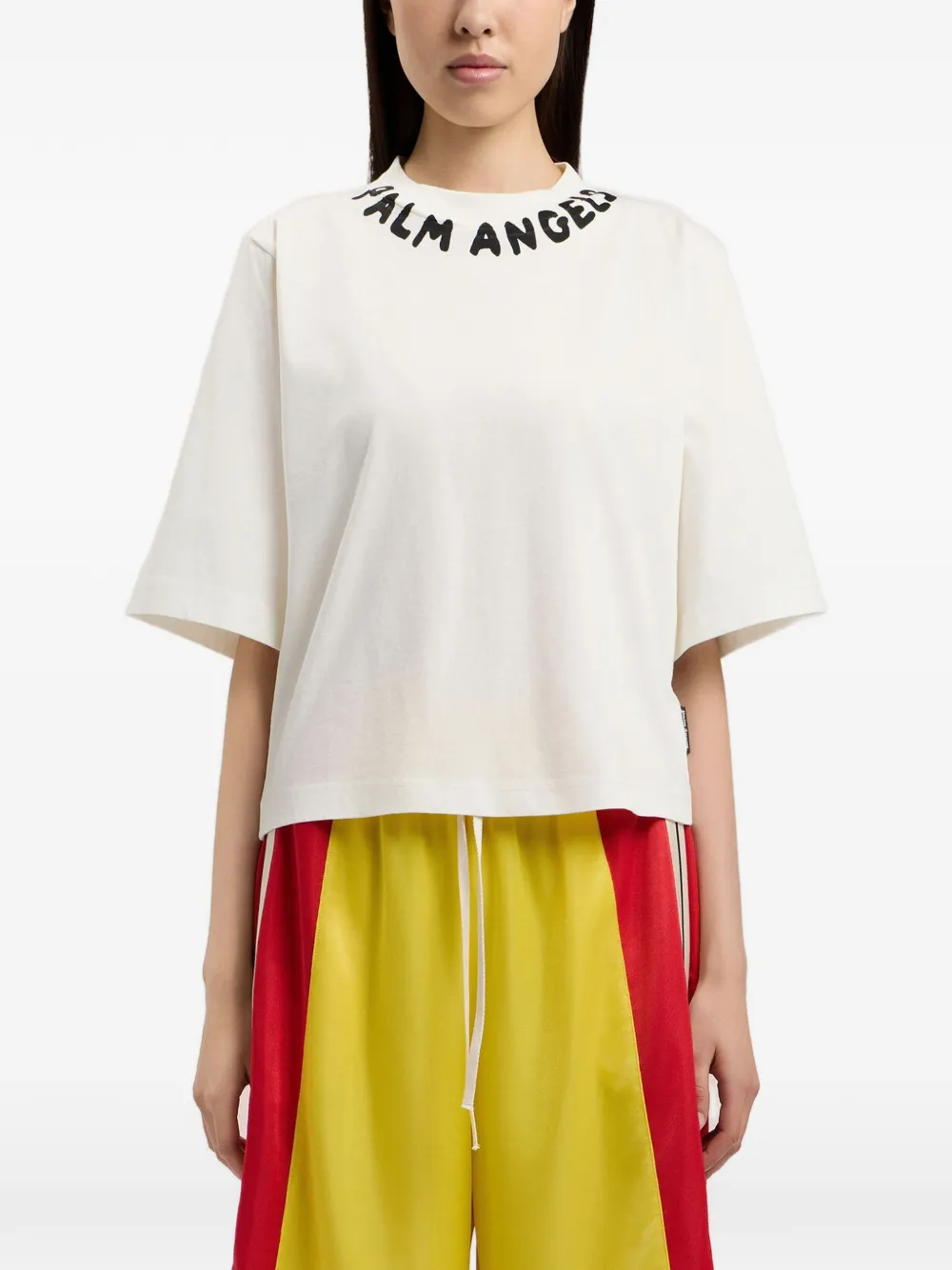 Palm Angels T-shirt met logoprint en ronde hals Wit
