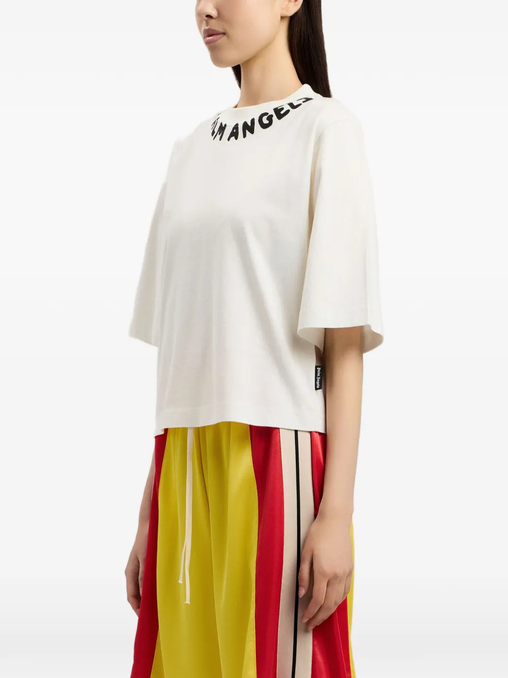 Palm Angels T-shirt met logoprint en ronde hals Wit