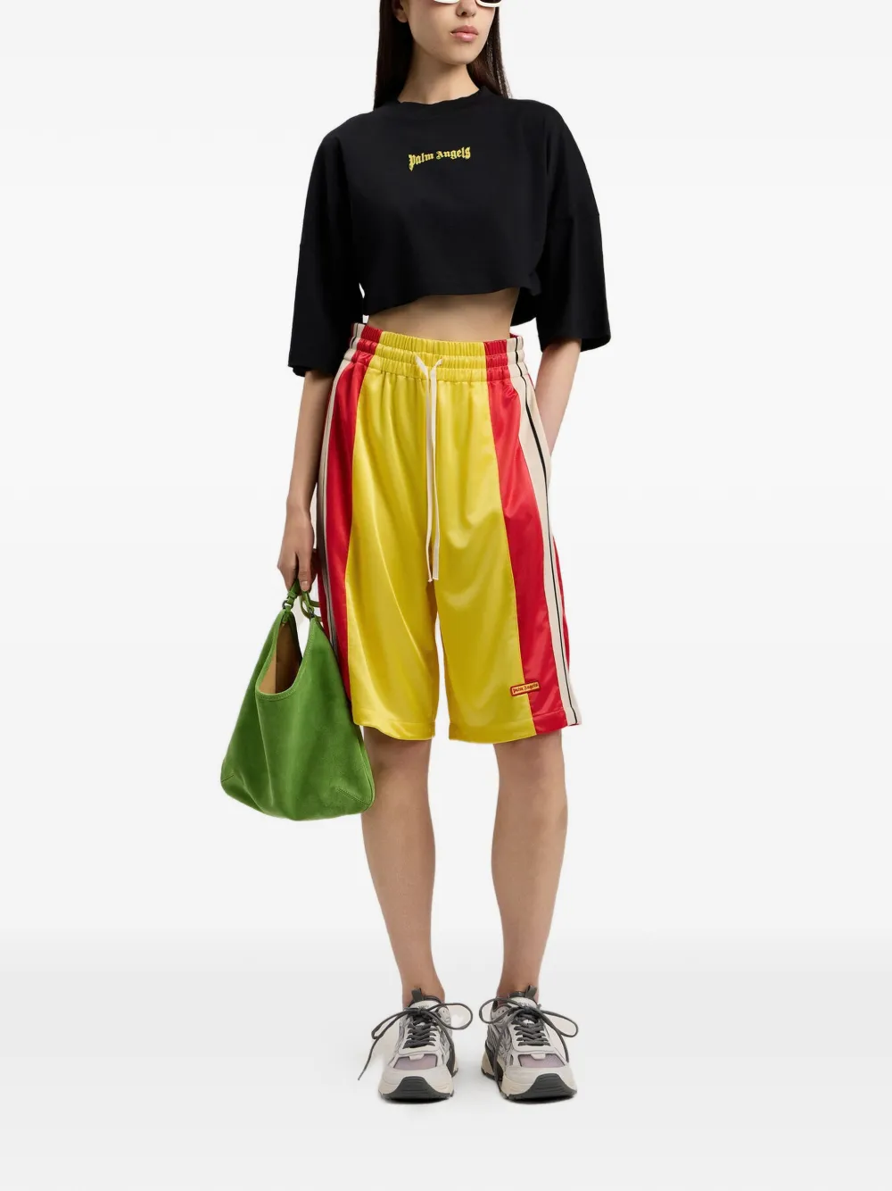 Palm Angels Cropped T-shirt met logoprint Zwart