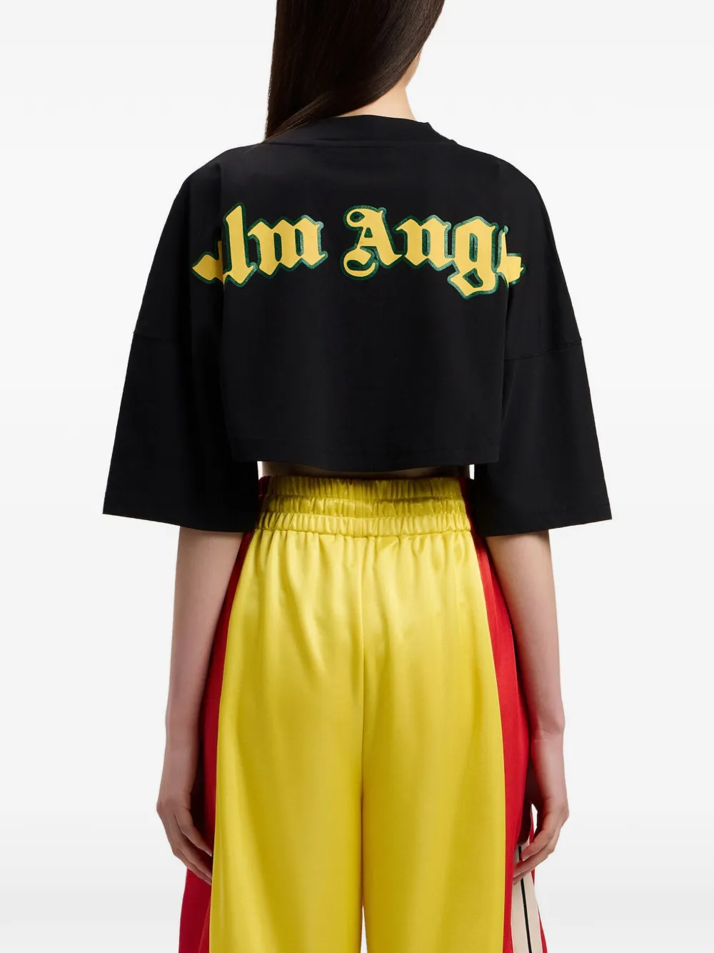 Palm Angels Cropped T-shirt met logoprint Zwart
