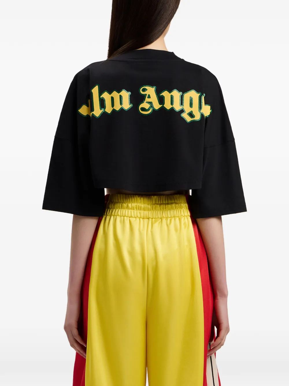 Palm Angels Cropped T-shirt met logoprint Zwart
