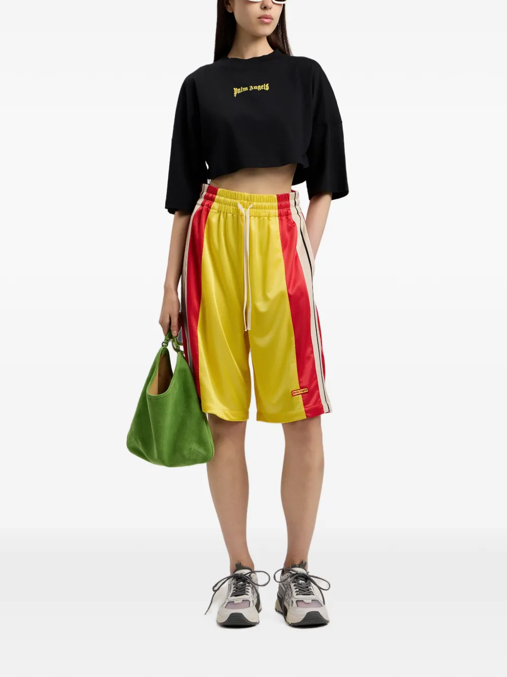 Palm Angels Cropped T-shirt met logoprint Zwart