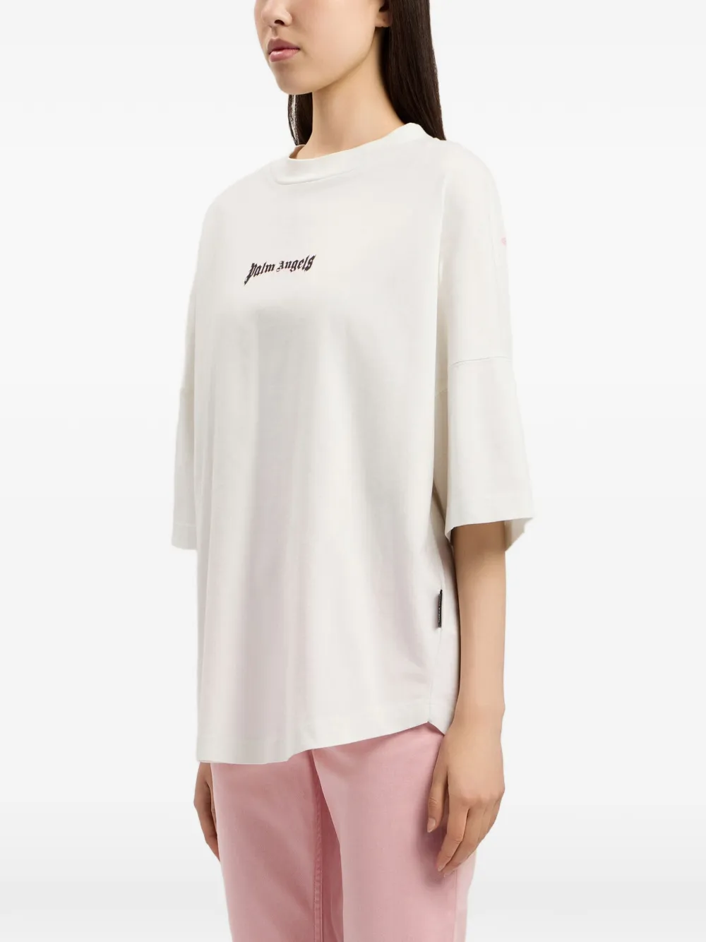 Palm Angels T-shirt met logoprint en ronde hals Wit