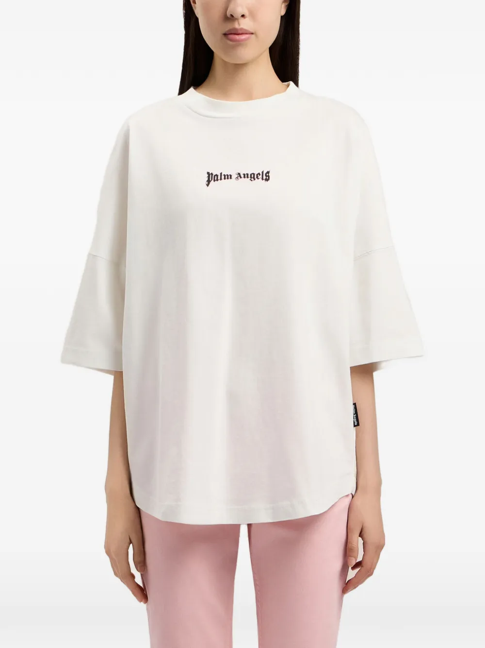 Palm Angels T-shirt met logoprint en ronde hals Wit