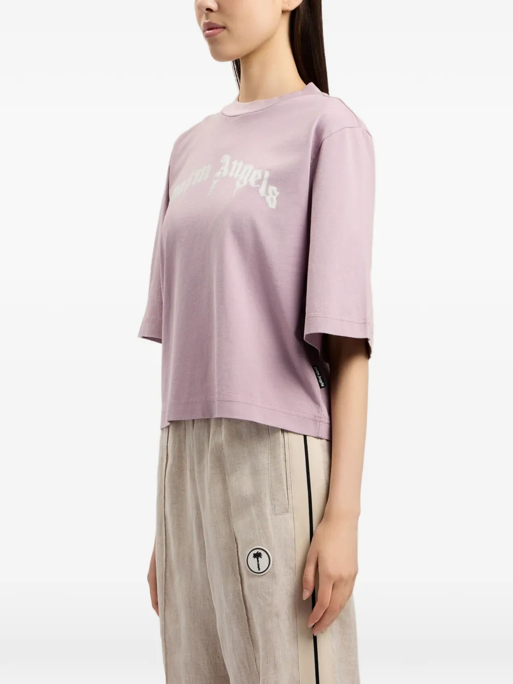 Palm Angels Boxy T-shirt met gewelfd logo Paars