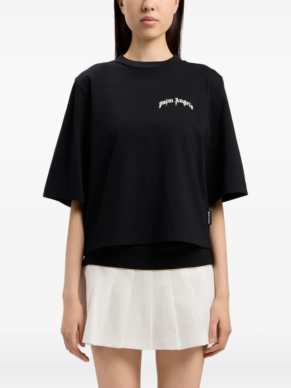 Palm Angels T-shirt met logoprint Zwart