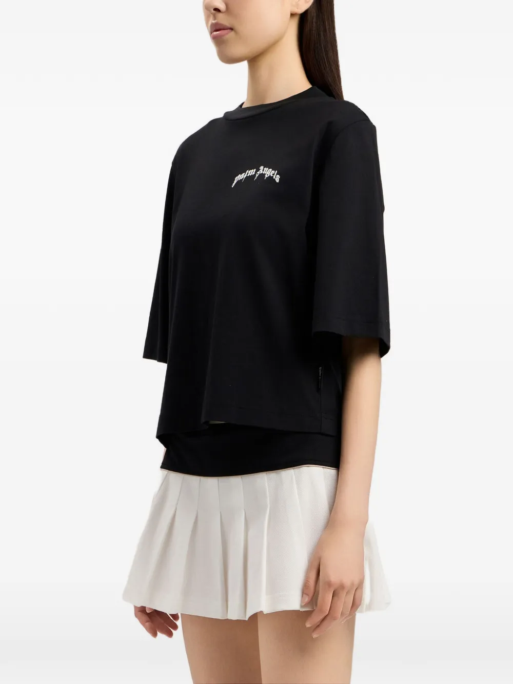 Palm Angels T-shirt met logoprint Zwart