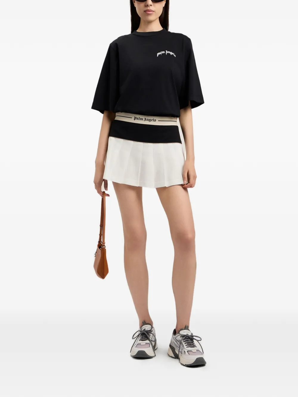 Palm Angels T-shirt met logoprint Zwart