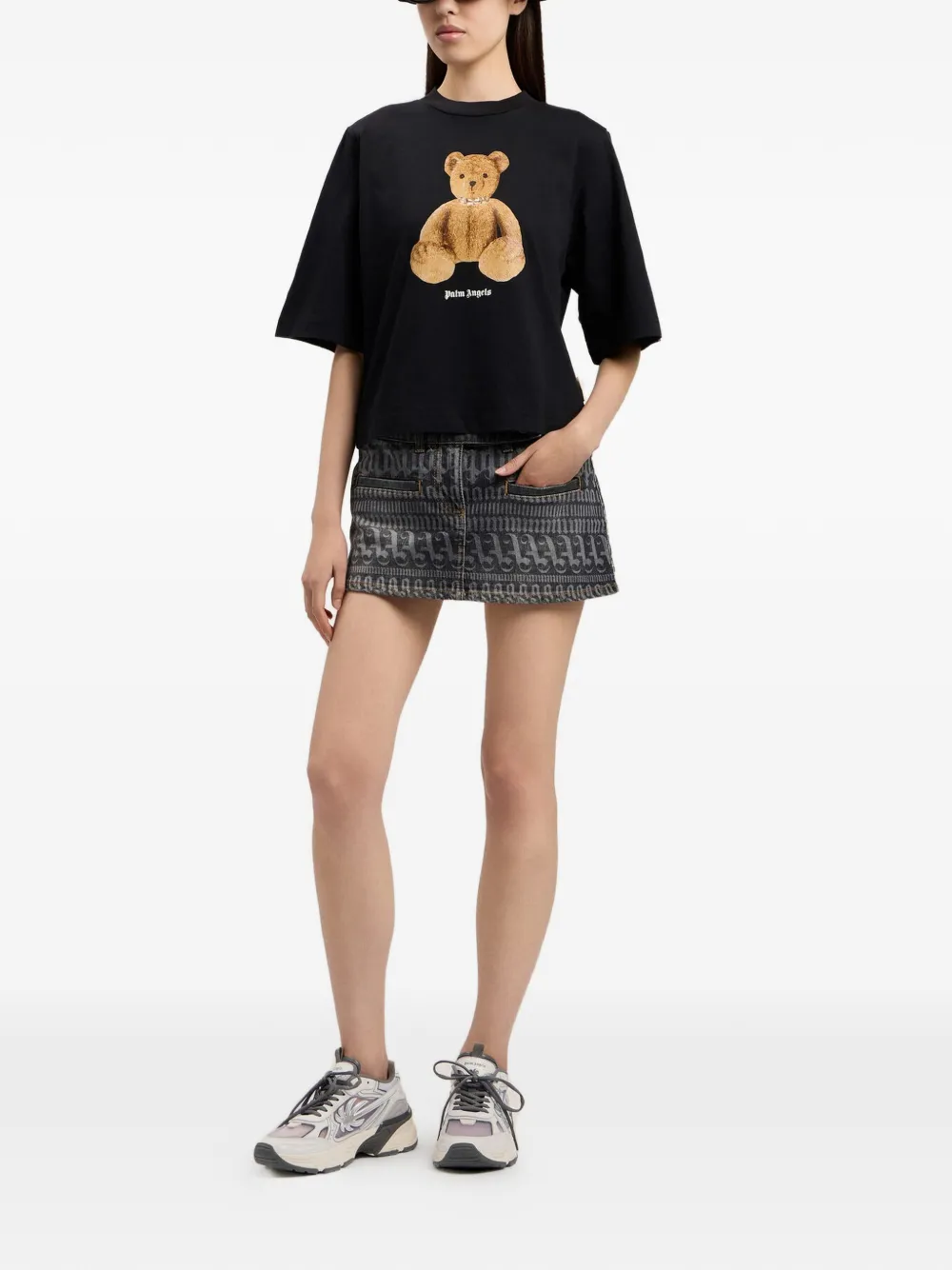 Palm Angels Boxy T-shirt met beerprint Zwart