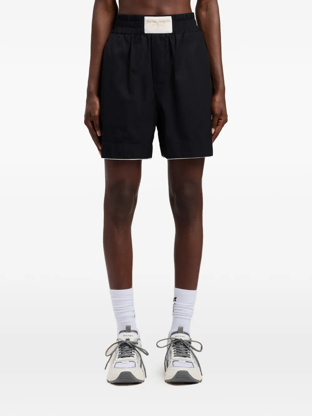 Palm Angels Shorts met gewelfd logo Zwart
