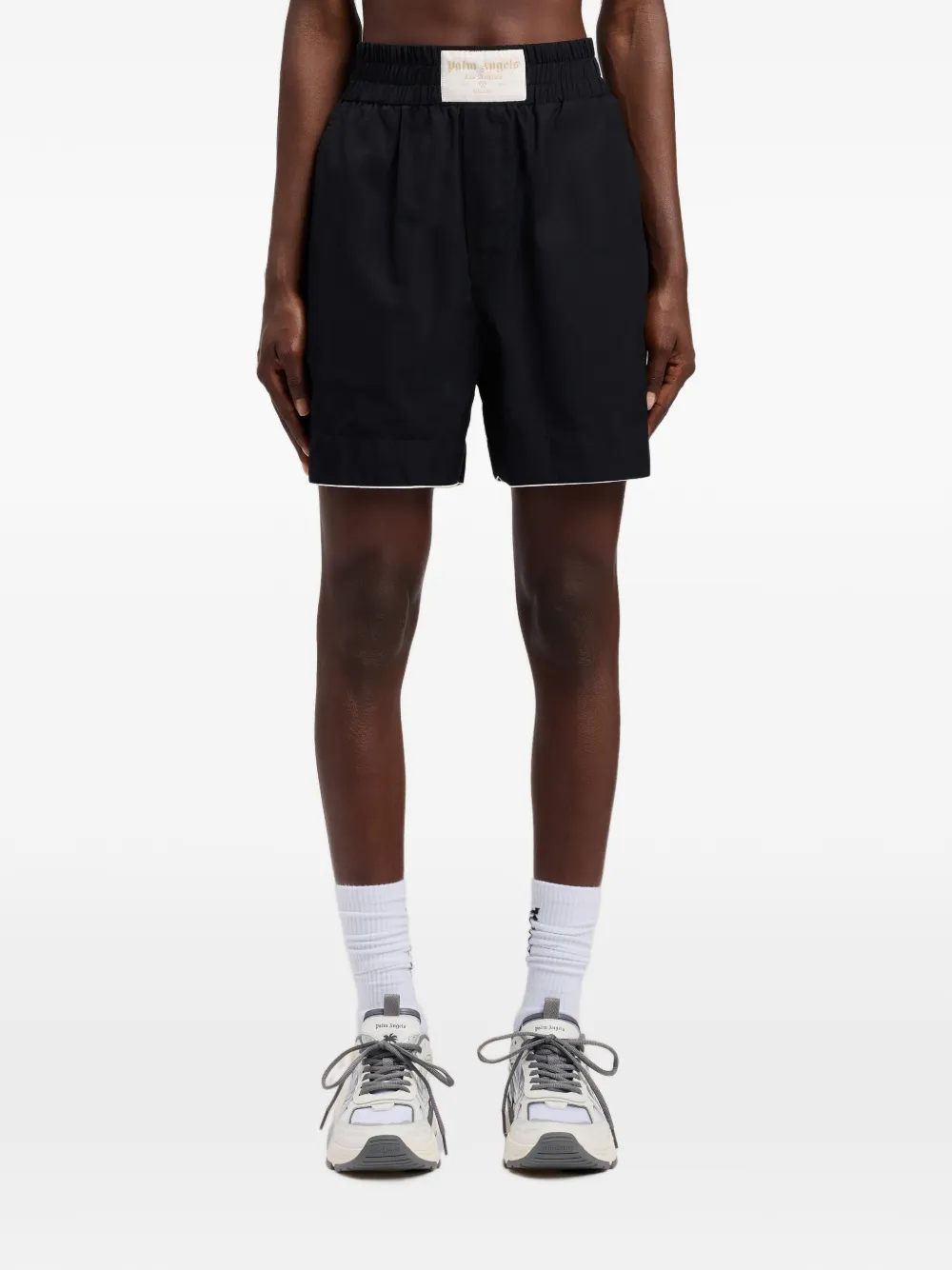 Palm Angels Shorts met gewelfd logo Zwart