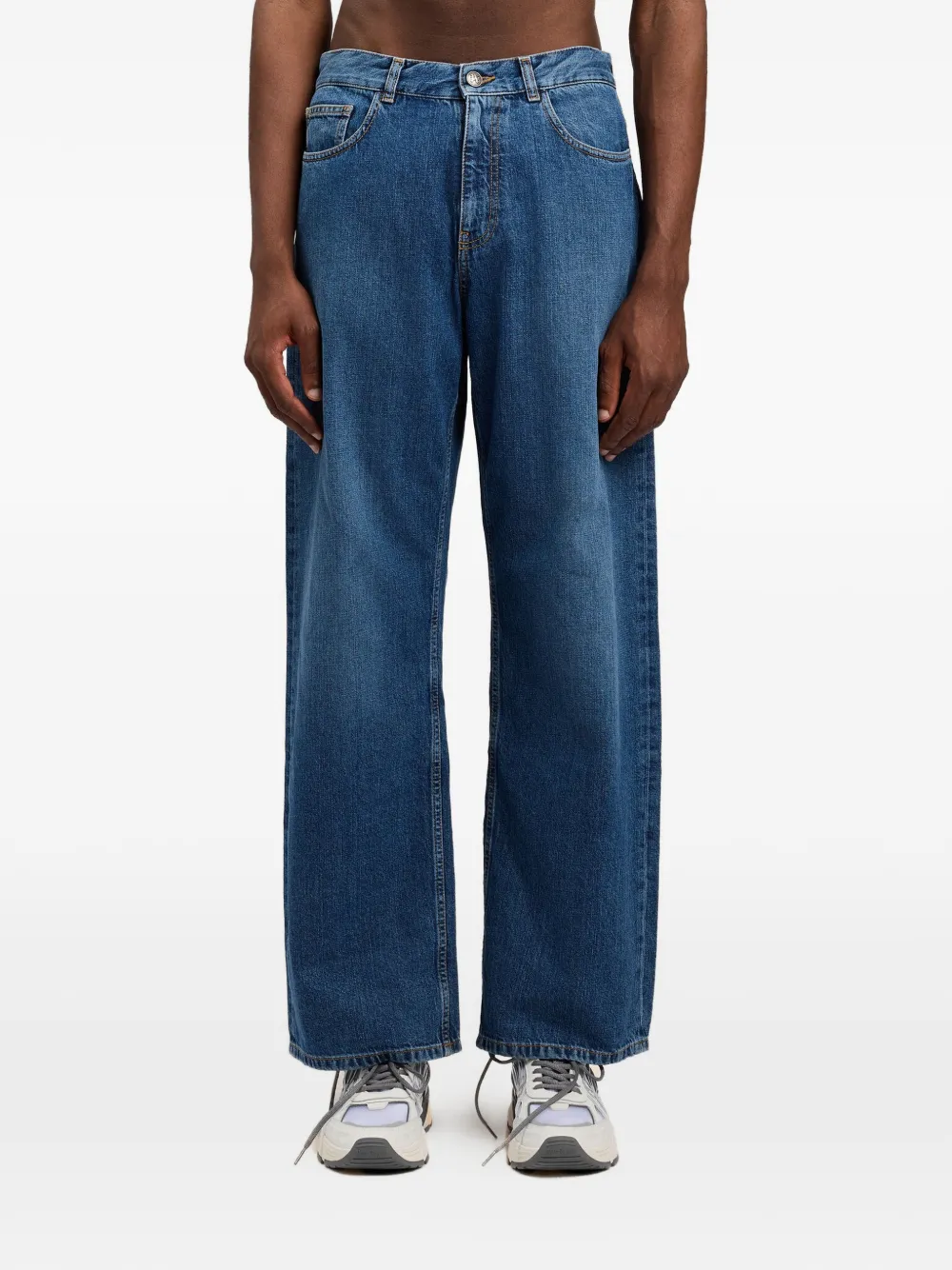 Palm Angels Denim jeans met gewelfd logo Blauw