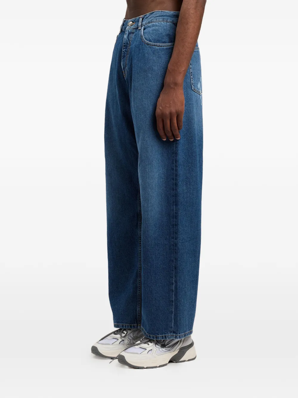 Palm Angels Denim jeans met gewelfd logo Blauw