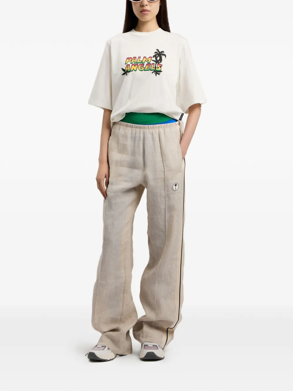 Palm Angels Sunset boxy T-shirt met grafische print Beige