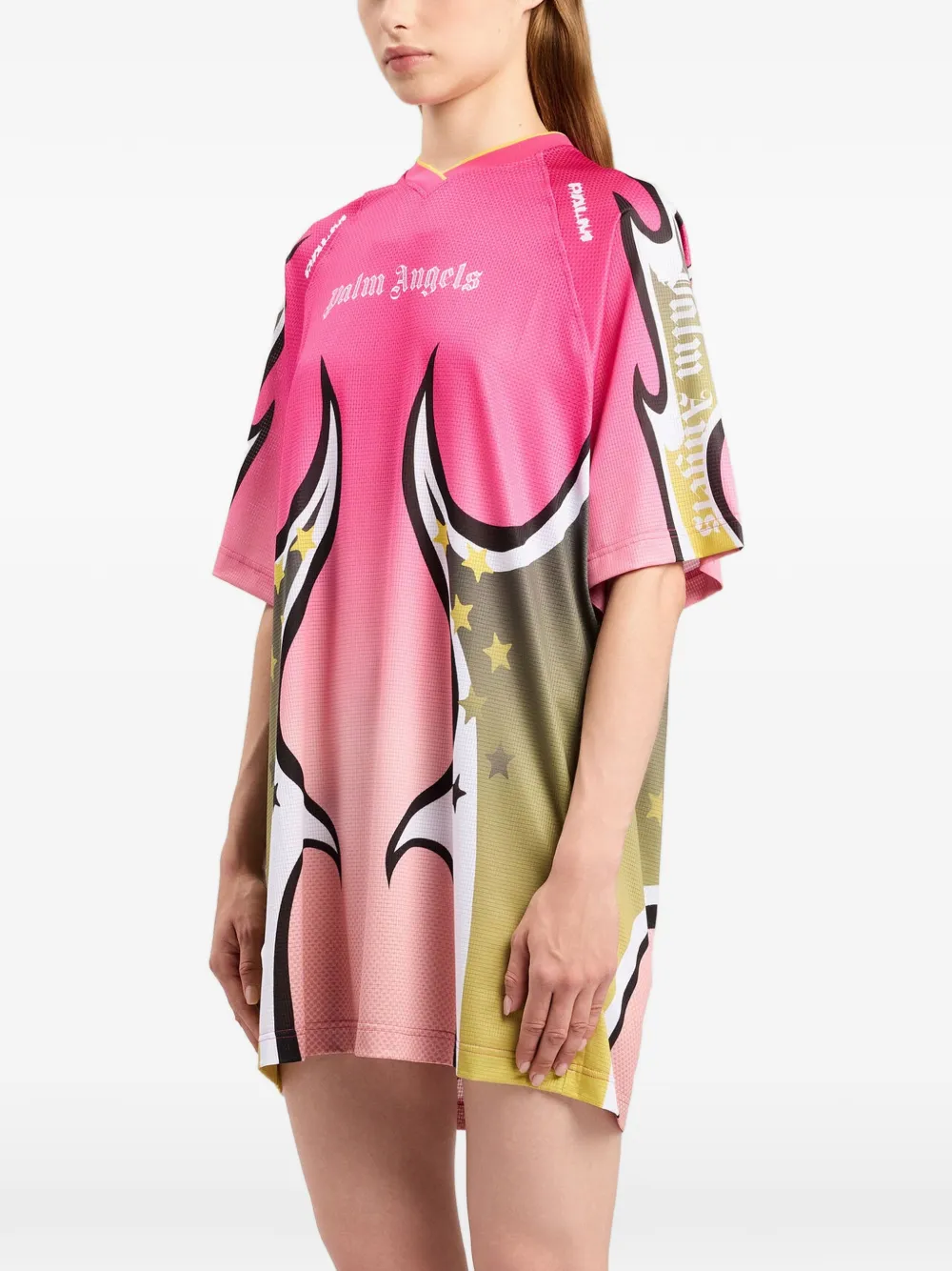 Palm Angels Racing T-shirtjurk met grafische print Roze