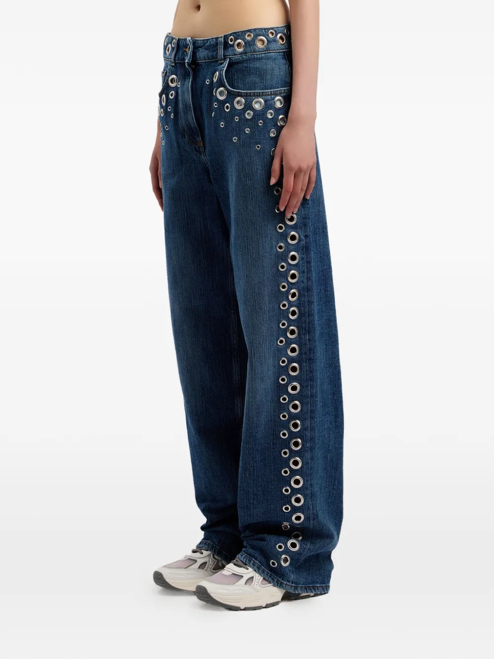 Palm Angels Denim jeans verfraaid met ringlets Blauw