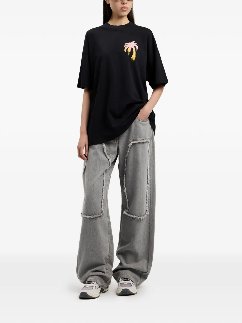 Palm Angels I Love PA T-shirt met print - Zwart