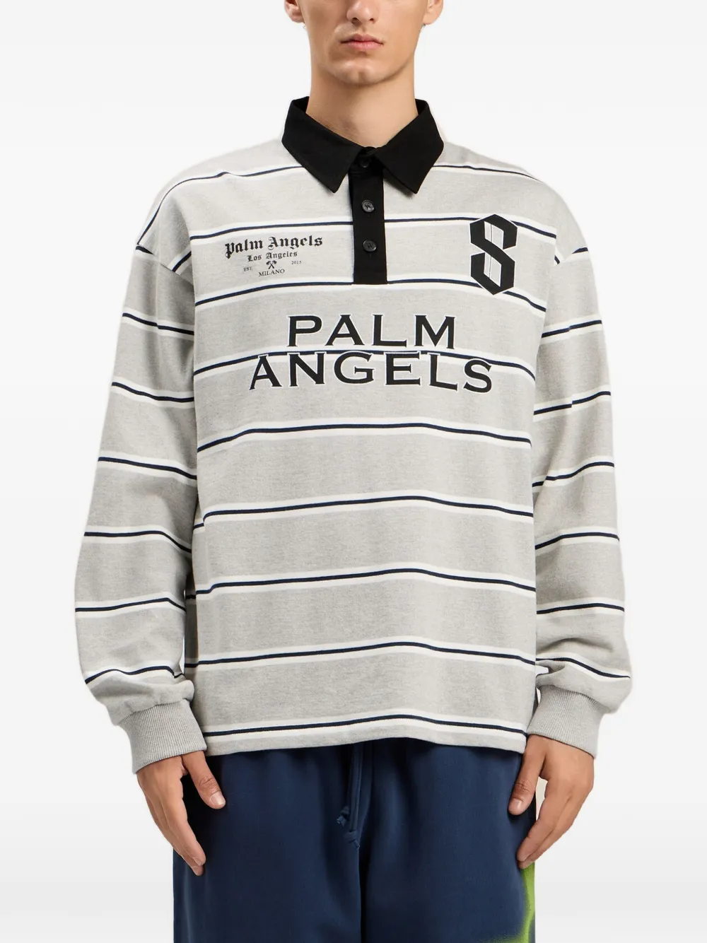 Palm Angels Palm Sport gestreept poloshirt Grijs