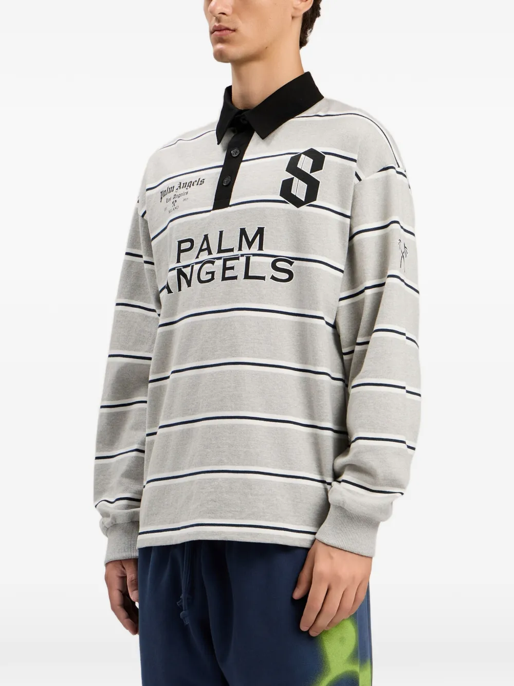 Palm Angels Palm Sport gestreept poloshirt Grijs