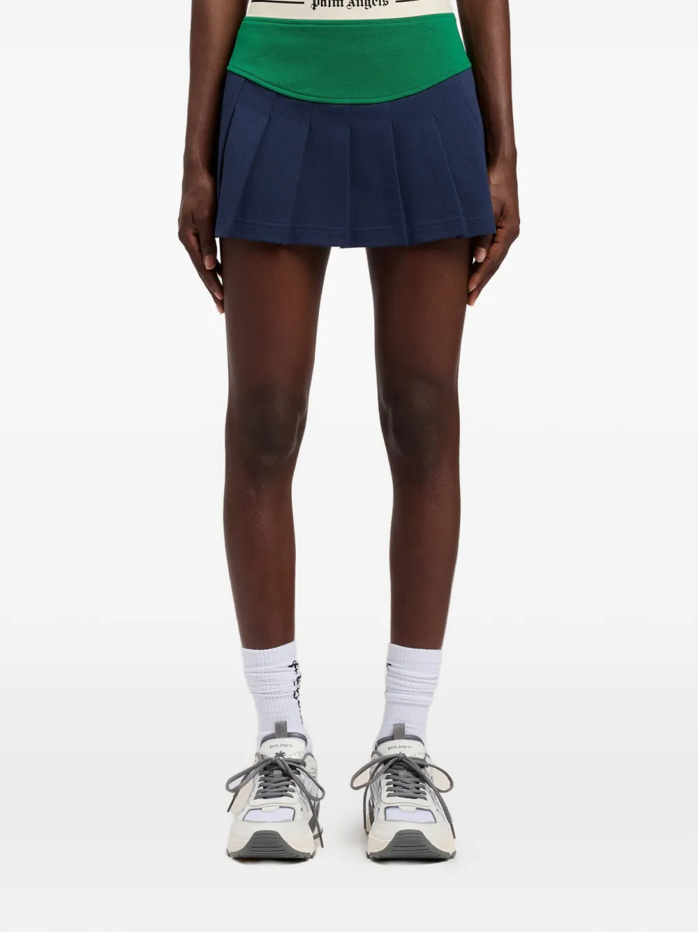 Palm Angels Mini-plooirok met gewelfd logo Blauw