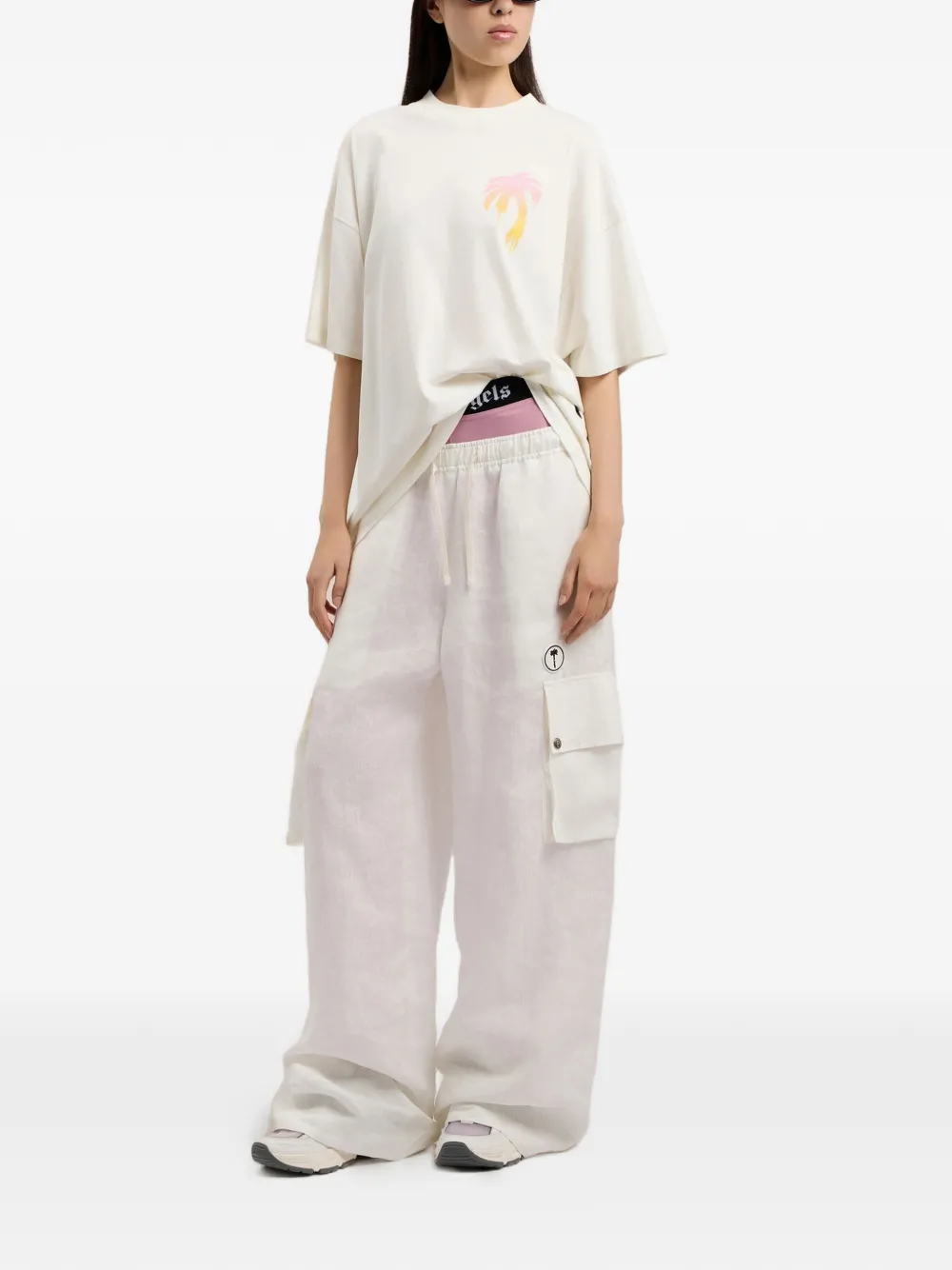 Palm Angels I Love PA T-shirt met print - Beige