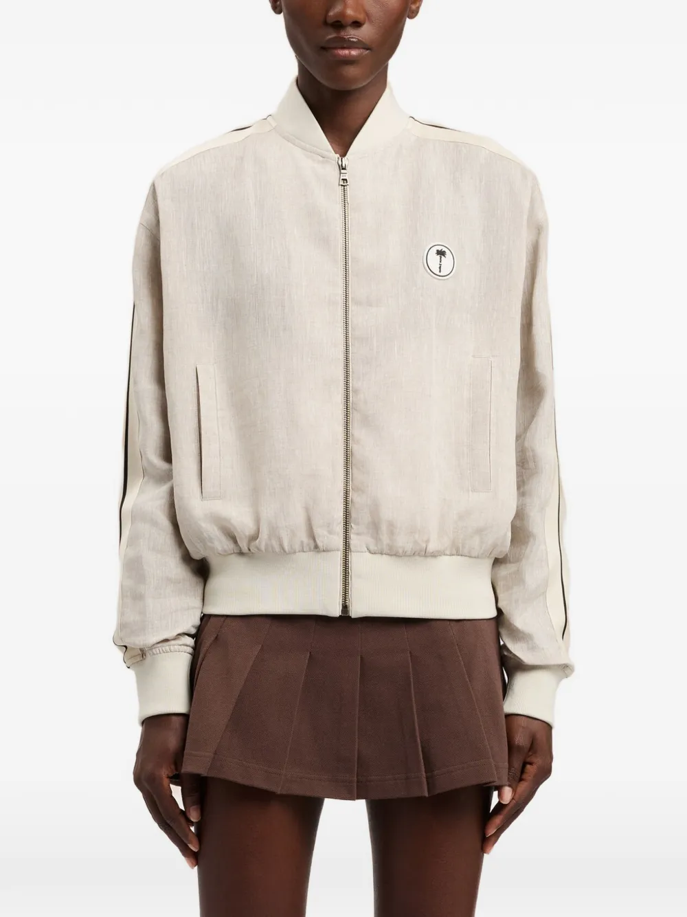 Palm Angels Katoenen jack met logo Beige